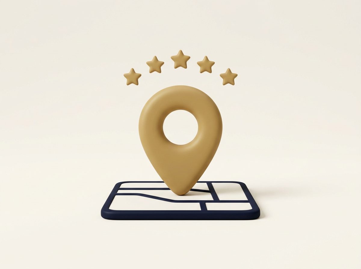 Illustration: a map pin with five stars